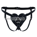 Трусики для страпона Feral Feelings Hearts Strap-On Belt Leather, чорні - Фото №1