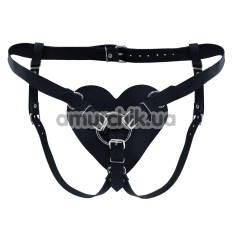 Трусики для страпона Feral Feelings Hearts Strap-On Belt Leather, чорні - Фото №1