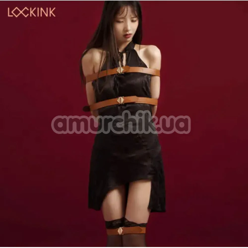 Бондажний набор Lockink 8-Bondage-Straps Restraint Set, коричневый