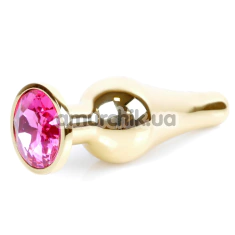 Анальна пробка з рожевим кристалом Boss Series Exclusivity Jewellery Gold Plug, золота - Фото №1