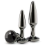 Набор анальных пробок с черным кристаллом Rear Assets 2pc Tapered Metal Plug Kit, черный - Фото №1