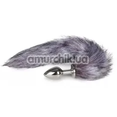 Анальная пробка с серым лисьим хвостиком Easy Toys Fox Tail Plug M, серебряная - Фото №1