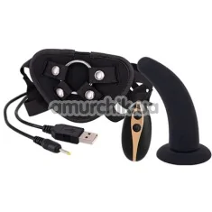 Страпон з вібрацією Vibration Dildo Strap-On Remote Control 5, чорний - Фото №1