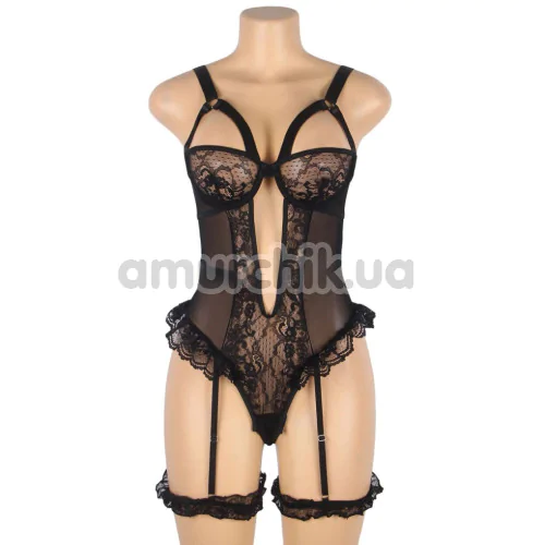 Боди с подвязками Star Night Mesh & Lace Garter Teddy, черное