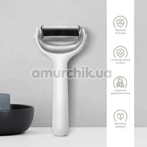 Массажер-роллер для лица и тела с микроиглами Geske MicroNeedle Face & Body Roller 8 in 1, белый