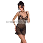 Комплект Passion Free Your Senses Lovelia Chemise, чорний: пеньюар + трусики-стрінги - Фото №1