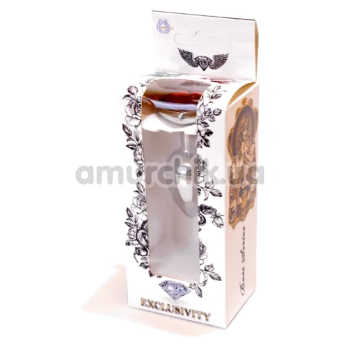 Анальная пробка с красным кристаллом Exclusivity Jewellery Silver Heart Plug, серебряная