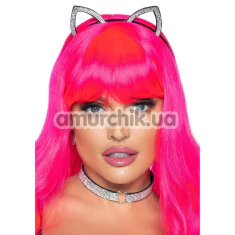 Комплект аксесуарів кішечки Leg Avenue Bling Kitty Rhinestone Cat Ear & Choker: нашийник + вушка - Фото №1