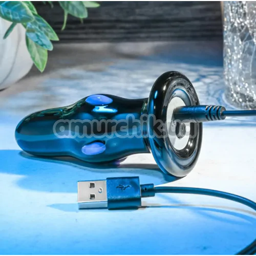 Анальна пробка с вібрацією Adam & Eve Rear Rocker Vibrating Glass Anal Plug, чорна