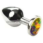 Анальная пробка с радужным кристаллом SWAROVSKI Silver Rainbow Middle, серебряная - Фото №1