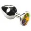 Анальная пробка с радужным кристаллом SWAROVSKI Silver Rainbow Middle, серебряная