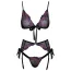 Комплект Kissable Embroidery Lingerie Set, фиолетовый: бюстгальтер + трусики-стринги + пояс для чулок - Фото №3