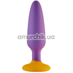Анальная пробка Love Signal Bounce Buddy Medium, фиолетово-желтая - Фото №1