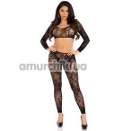 Комплект Leg Avenue Body Count Crop Top and Tights Set, чорний: топ + легінси - Фото №1