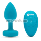 Анальная пробка с вибрацией B-Vibe Vibrating Jewel Plug S/M, бирюзовая - Фото №1