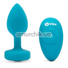 Анальна пробка з вібрацією B-Vibe Vibrating Jewel Plug S/M, бірюзова - Фото №1