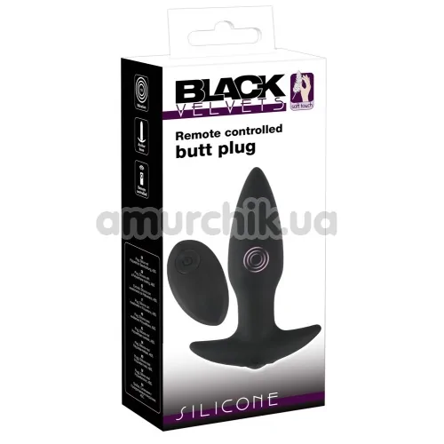 Анальная пробка с вибрацией Black Velvets Remote Controlled Butt Plug, черная
