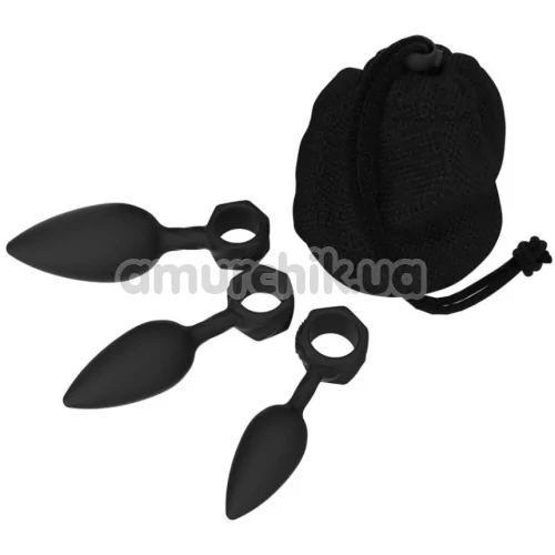 Набор из 3 анальных пробок с вибрацией Bathmate Anal Training Plugs Vibe, черный