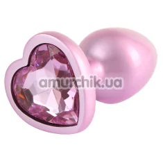 Анальная пробка с розовым кристаллом Matrix Mont Candy Pink Heart Gem Plug S, розовая - Фото №1