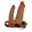 Двойная насадка - удлинитель пениса с вибрацией Lovetoy Pleasure X-Tender Series LV314101, коричневая - Фото №2