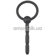 Уретральна вставка Ribbed Hollow Silicone Penis Plug, чорна - Фото №1