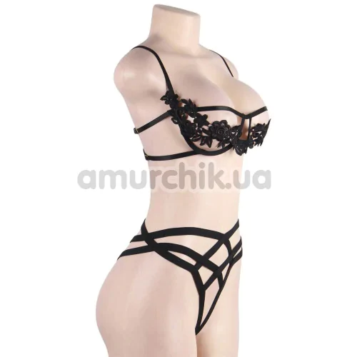 Комплект Star Night Elegant Embroidery Fashion Bra Set, чорний: бюстгальтер + трусики