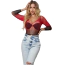 Боді Star Night Opaque Fishnet Sleeved Bodysuit, чорно-червоне - Фото №3