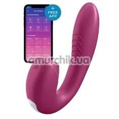 Вибратор с вакуумным стимулятором Satisfyer Sunray, бордовый - Фото №1