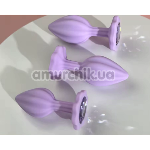 Набор анальных пробок с фиолетовым кристаллом Alume Silicone Plug, фиолетовый