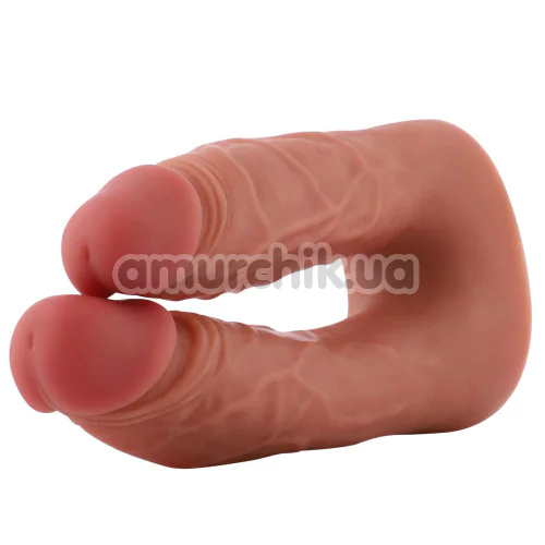 Подвійний фалоімітатор-насадка Hismith Silicone Double Penetrator Dildo 7.4, тілесний