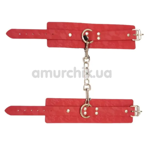 Фиксаторы для рук DS Fetish Wrist Restraints With Lace, красные