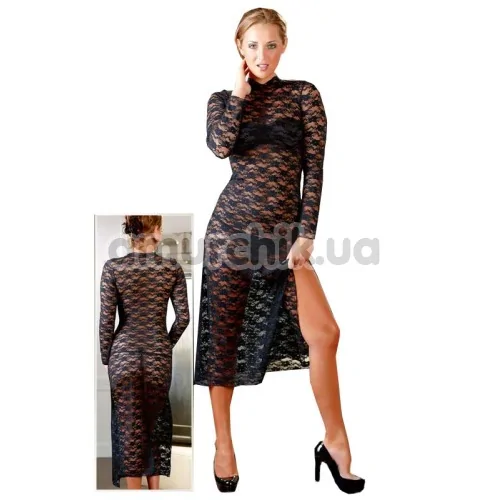 Комплект Spitzenkleid Lang чорний: сукня + трусики-стрінги