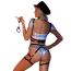 Костюм полицейской JSY Sexy Lingerie 5928, серебрянный: топ + трусики + фуражка + портупея + гартеры + наручники + чокер - Фото №3