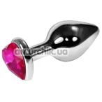 Анальна пробка з кристалом SWAROVSKI Rosebud Heart Plug Fuchsia, рожева - Фото №1