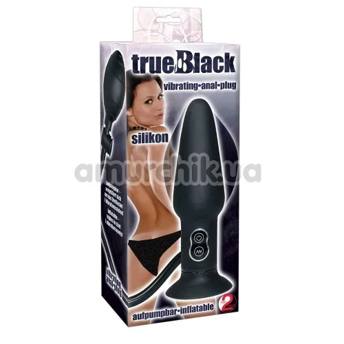 Анальный расширитель с вибрацией True Black Vibrating Anal Plug, черный