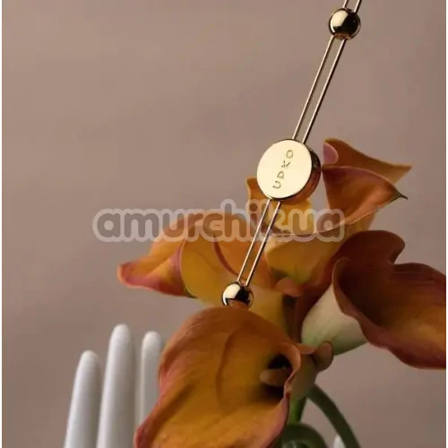 Затискачі для сосків і клітора Upko Double Bar Nipple Clamps and Clitoral Chain Set, золоті
