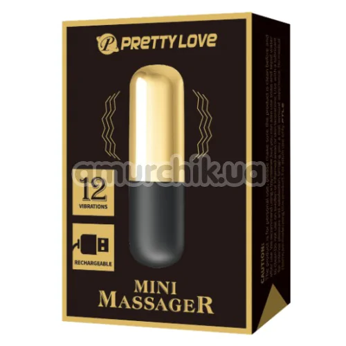 Вибропуля Pretty Love Mini Massager, черно-золотая