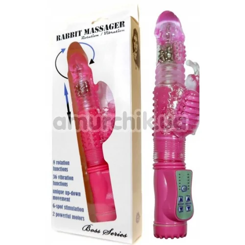 Вібратор із ротацією Boss Series Rabbit Massager O Vai E Vem, рожевий