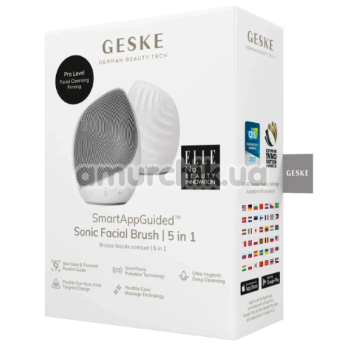 Ультразвуковая щетка для лица Geske Sonic Facial Brush 5 in 1, белая