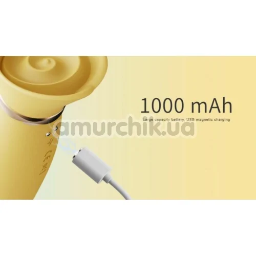 Вібратор з вакуумним стимулятором і підігрівом Zalo Rose Rabbit Vibrator, жовтий