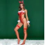 Костюм новогодний JSY Sexy Lingerie 6869, красный: боди + обруч + манжеты + чулки - Фото №3