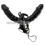 Подвійний страпон з вібрацією Fetish Fantasy Series Vibrating Double Delight Strap-On, чорний - Фото №1