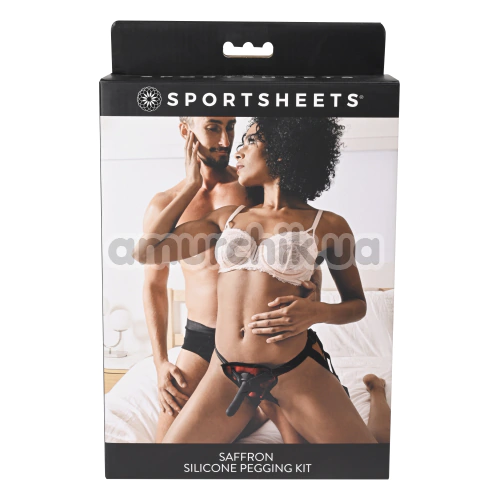 Страпон Sportsheets Saffron Silicone Pegging Kit, чорний
