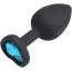 Анальная пробка с голубым кристаллом Silicone Jewelled Butt Plug Heart Small, черная - Фото №4