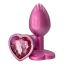 Анальна пробка з рожевим кристалом Alume Metal Heart Plug S, рожева - Фото №1