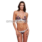 Комплект 2 Piece Grey Floral and Lace Bra and Side Tie Panty Set, сірий: бюстгальтер + трусики - Фото №1