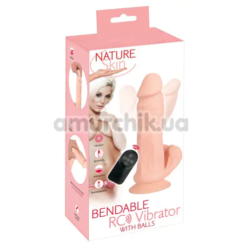Вібратор Nature Skin Bendable RC Vibrator With Balls, тілесний