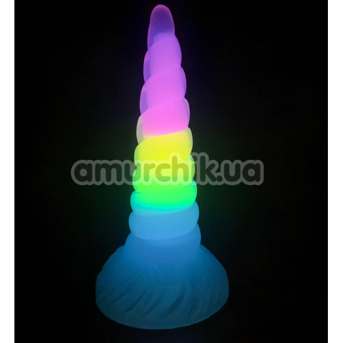 Фаллоимитатор Creature Cocks Uni-Glow Glow-in-the-Dark Rainbow Silicone Dildo, разноцветный