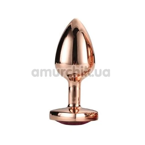 Анальная пробка с розовым кристаллом Gleaming Love Gold Plug Heart L, золотая