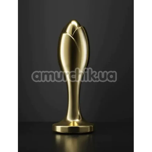 Анальная пробка с белым хвостиком Lockink Sevanda White Fox-Tail Anal Plug Rose, золотая